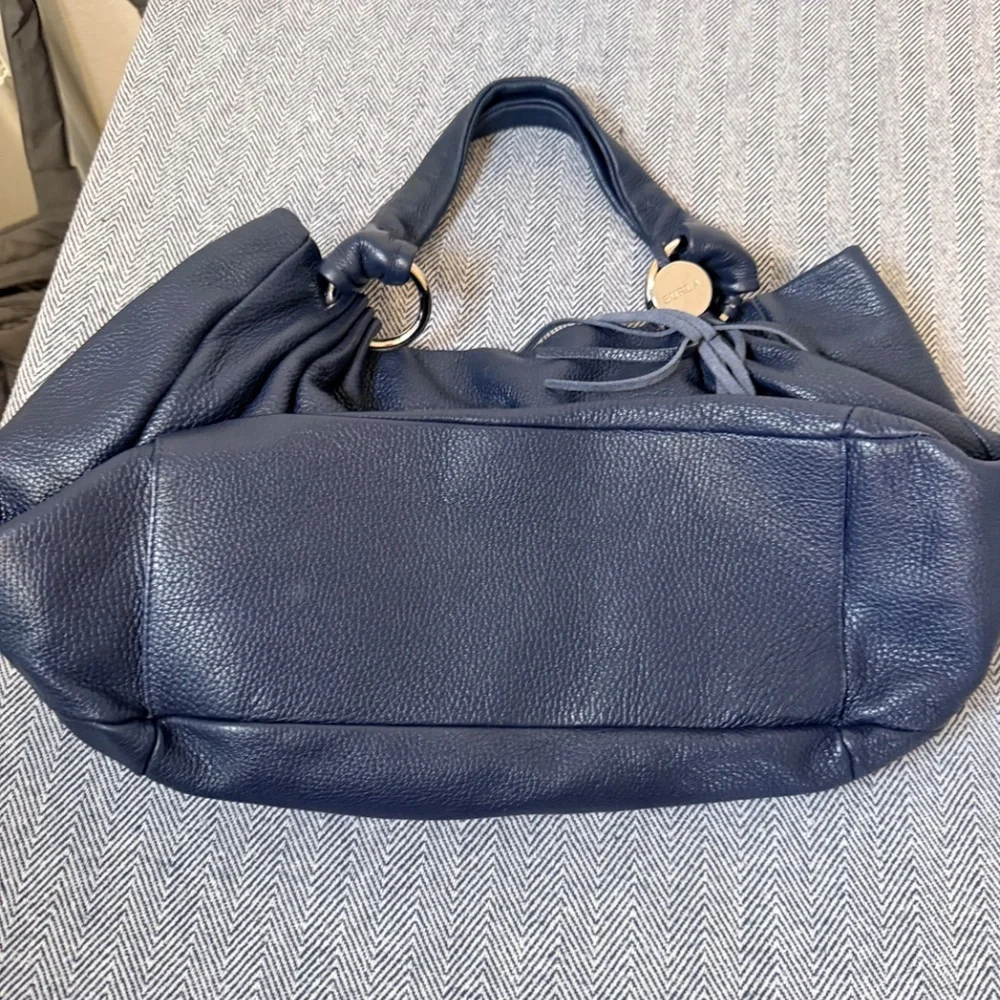 FURLA - Navy Pebbled Leather Hobo Bag